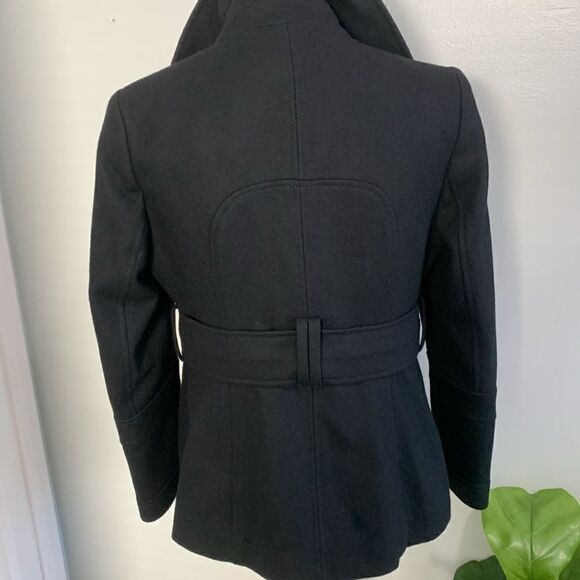 MODA International Black Wool Blend Pea Coat Size Medium Petite - Picture 10 of 16